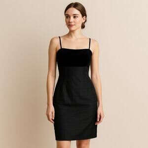 Vintage Y2K Alex Evenings Black Velvet & Tiered Ruffle Dress Women’s 8 Formal